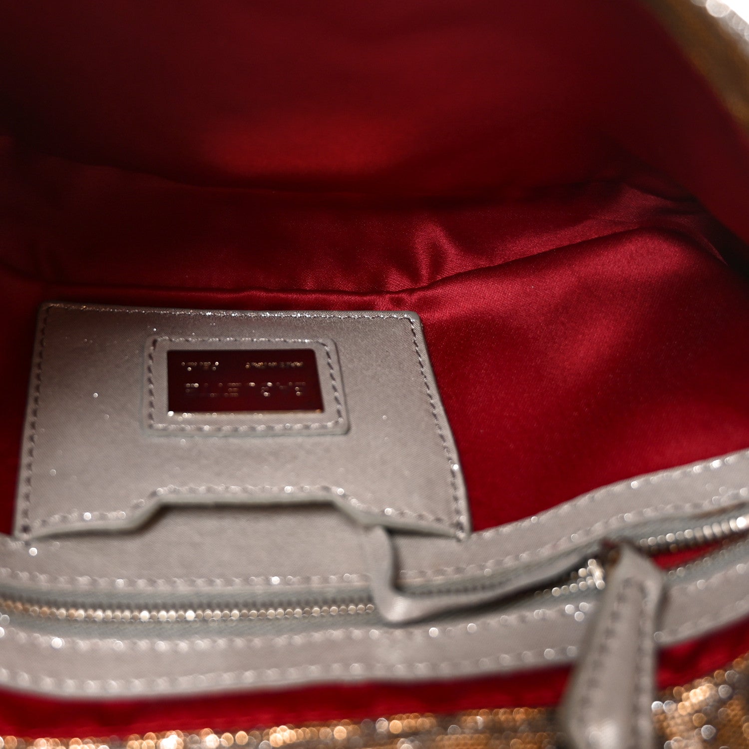 Fendi Metallic Lurex Zucca Vitello Baguette Argento 5 of 9