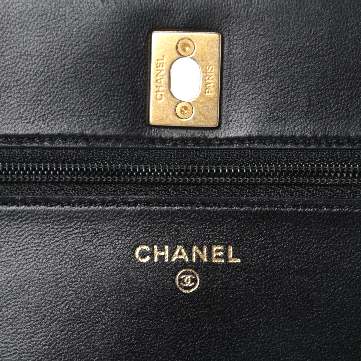 Chanel Lambskin Quilted CC Pearl Crush Wallet on Chain WOC Black 5 of 11