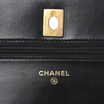 Chanel Lambskin Quilted CC Pearl Crush Wallet on Chain WOC Black 5 of 11