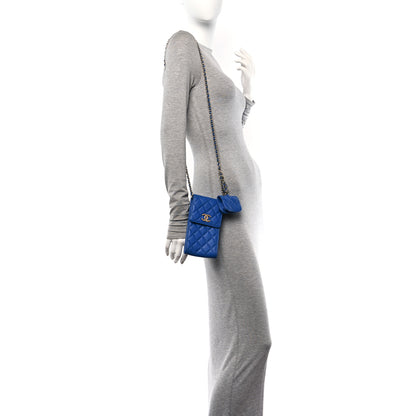 Chanel Caviar Quilted CC Airpods Pro and Phone Case With Chain Blue 2 of 12