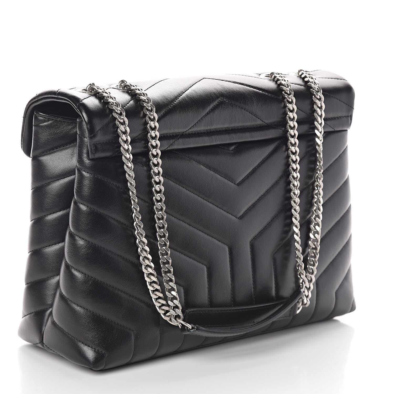 Saint Laurent Calfskin Y Quilted Monogram Medium Loulou Chain Satchel Black 3 of 9