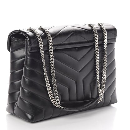 Saint Laurent Calfskin Y Quilted Monogram Medium Loulou Chain Satchel Black 3 of 9