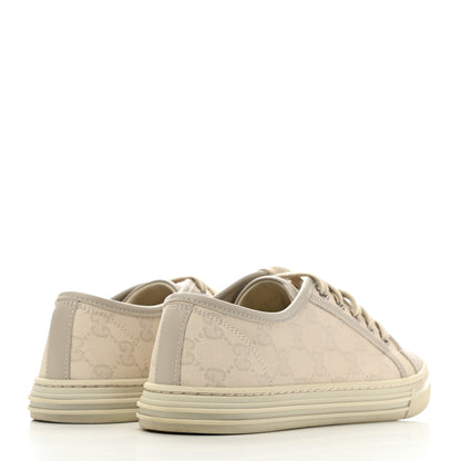 Gucci Washed Cotton GG Monogram Calfskin Womens Low Top Sneakers 37 White Mystic White Great White 4 of 13