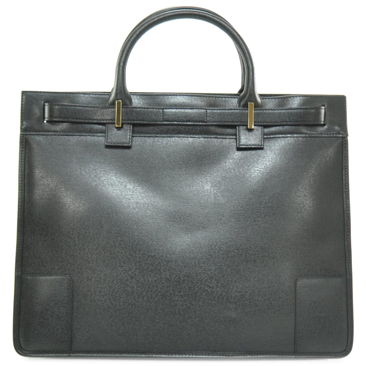 Leather Briefcase Work Bag Black
