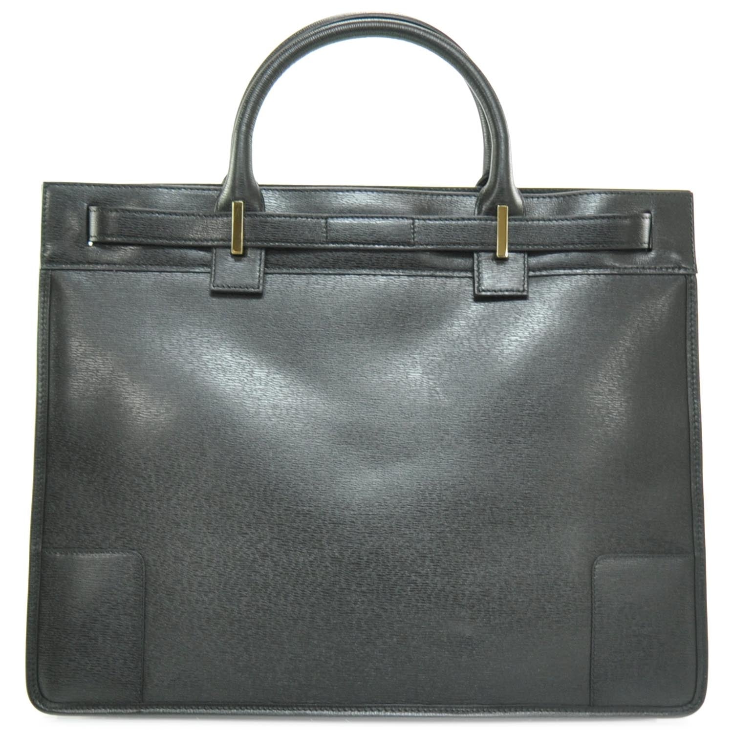 Gucci Leather Briefcase Work Bag Black 4 of 9