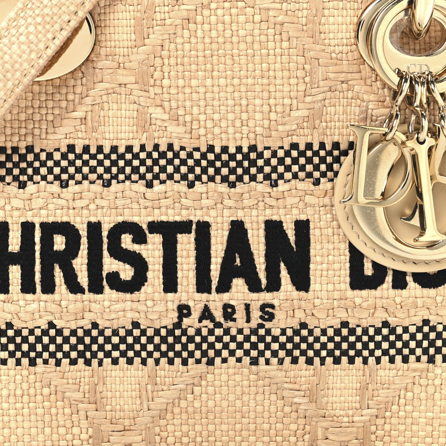Christian Dior Raffia Woven Cannage Embroidered Mini Lady D-Lite Christian Dior Raffia Woven Cannage Embroidered Mini Lady D-Lite