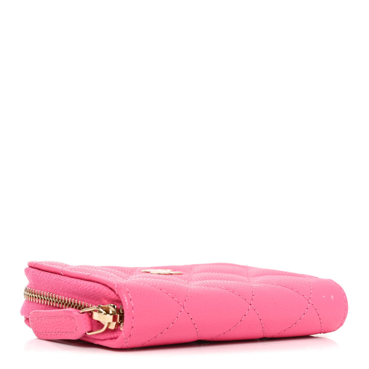 Caviar Quilted Zip Coin Purse Pink