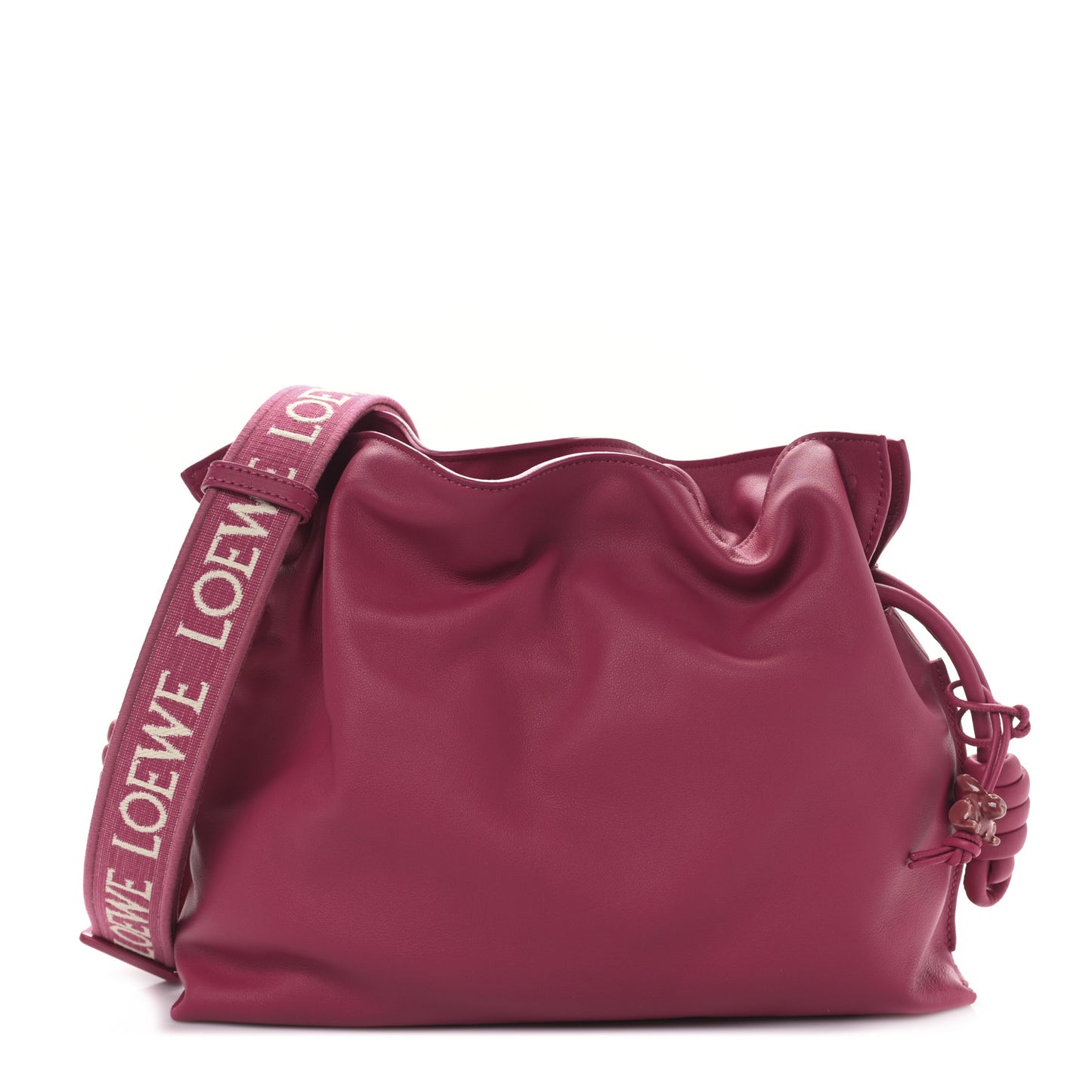 Satin Calfskin Monochrome Flamenco Knot Clutch Ruby Red Glaze