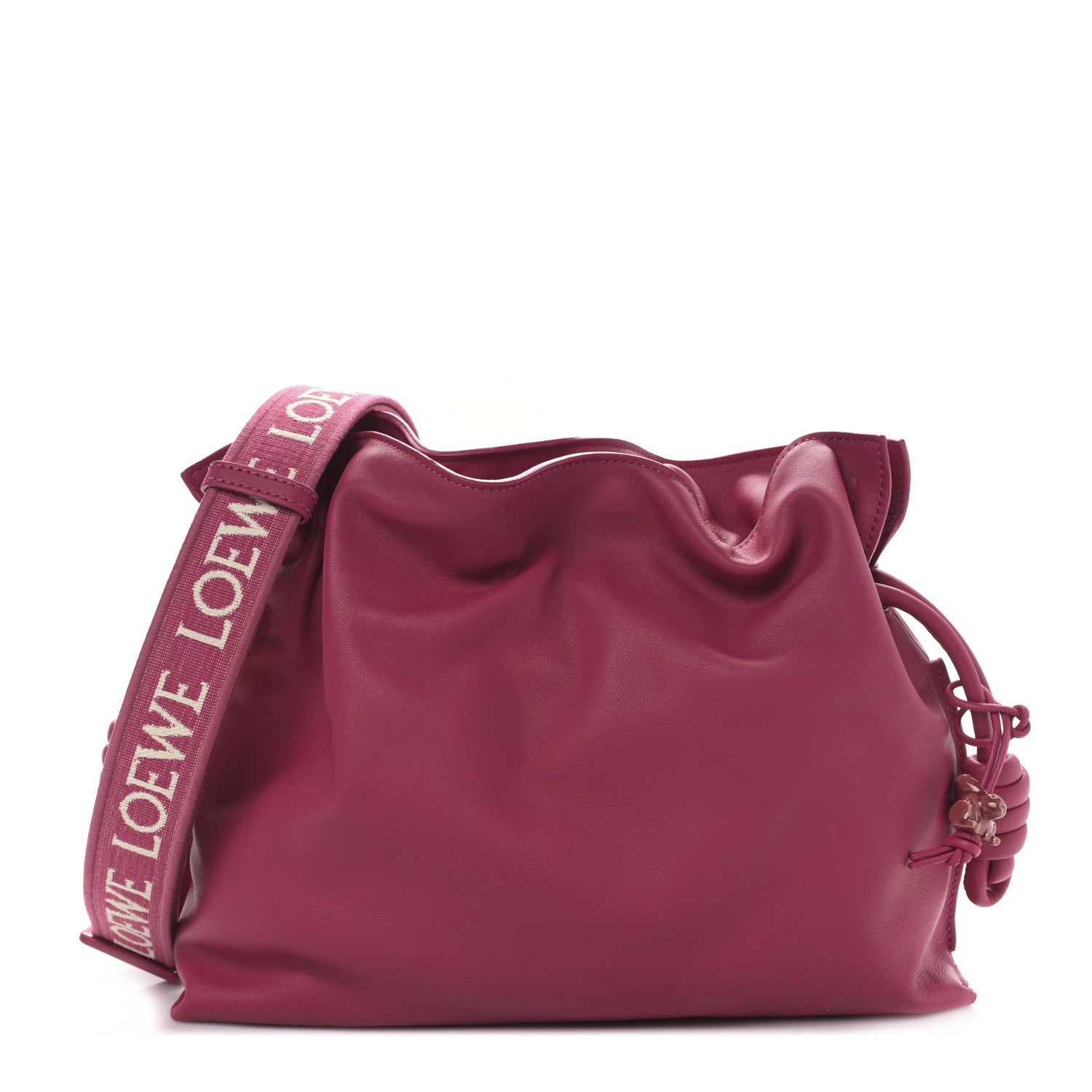 Loewe Satin Calfskin Monochrome Flamenco Knot Clutch Ruby Red Glaze 1 of 8