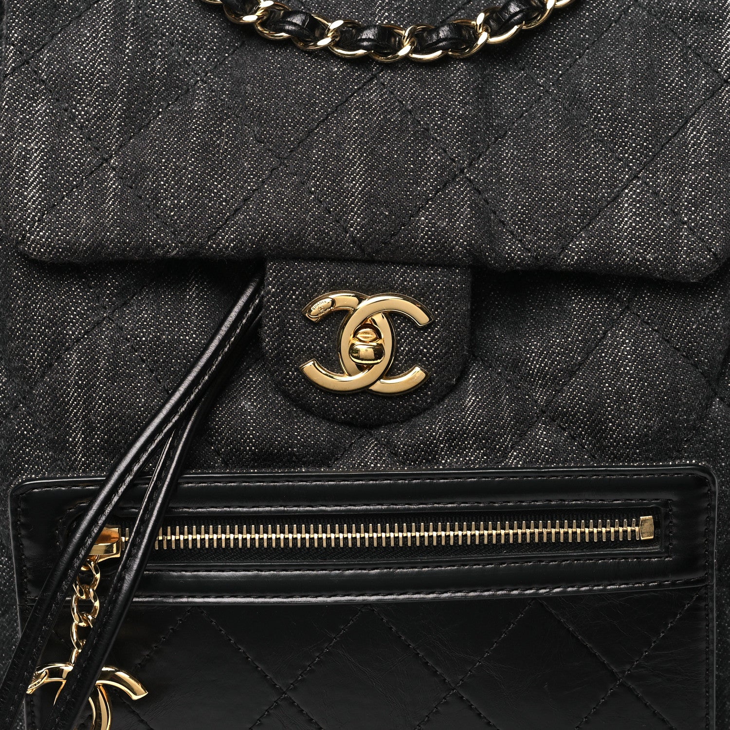 Chanel Denim Calfskin Quilted Backpack Black 8 of 10