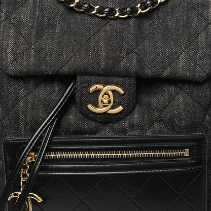 Chanel Denim Calfskin Quilted Backpack Black 8 of 10