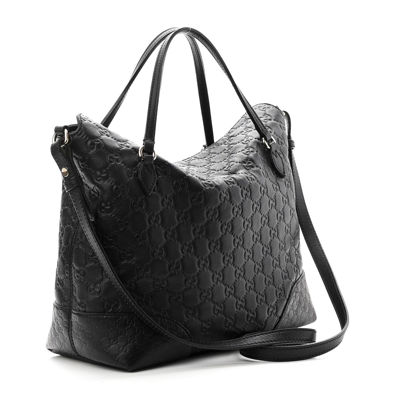 Gucci Guccissima Medium Bree Foldover Tote Black 3 of 11