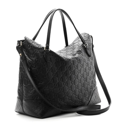 Gucci Guccissima Medium Bree Foldover Tote Black 3 of 11