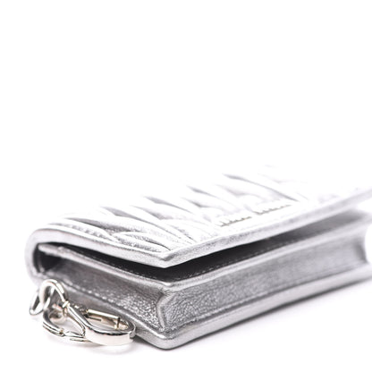 Miu Miu Metallic Nappa Matelasse Compact Wallet Chrome 6 of 8