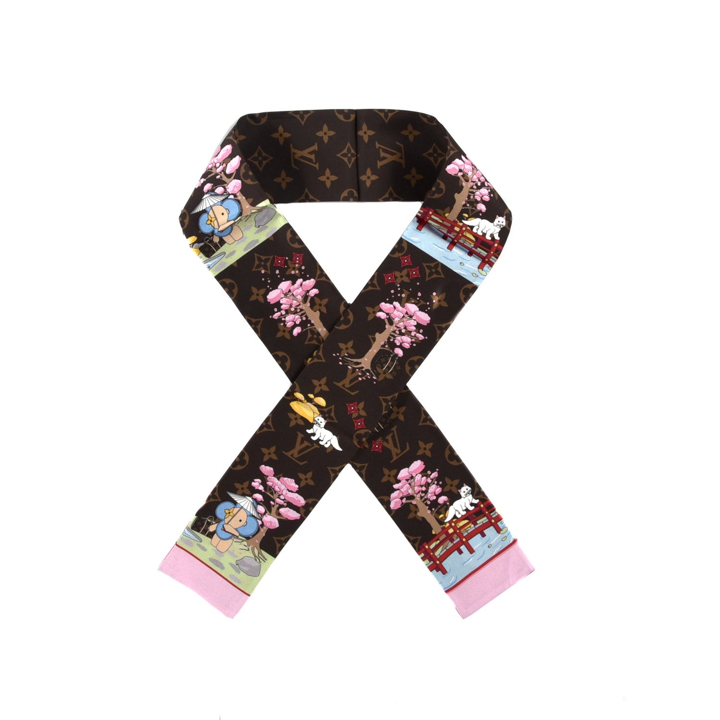 Silk Monogram 2021 Christmas Animation Japanese Garden Bandeau Marron