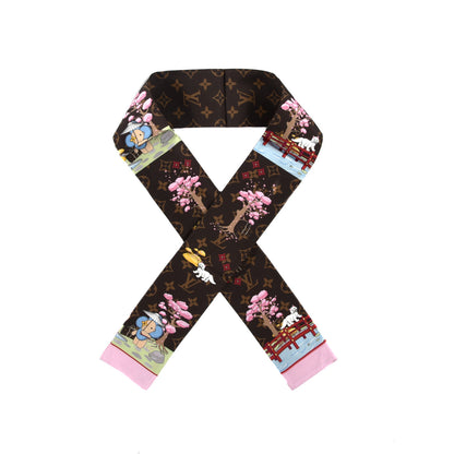 Louis Vuitton Silk Monogram 2021 Christmas Animation Japanese Garden Bandeau Marron 1 of 3