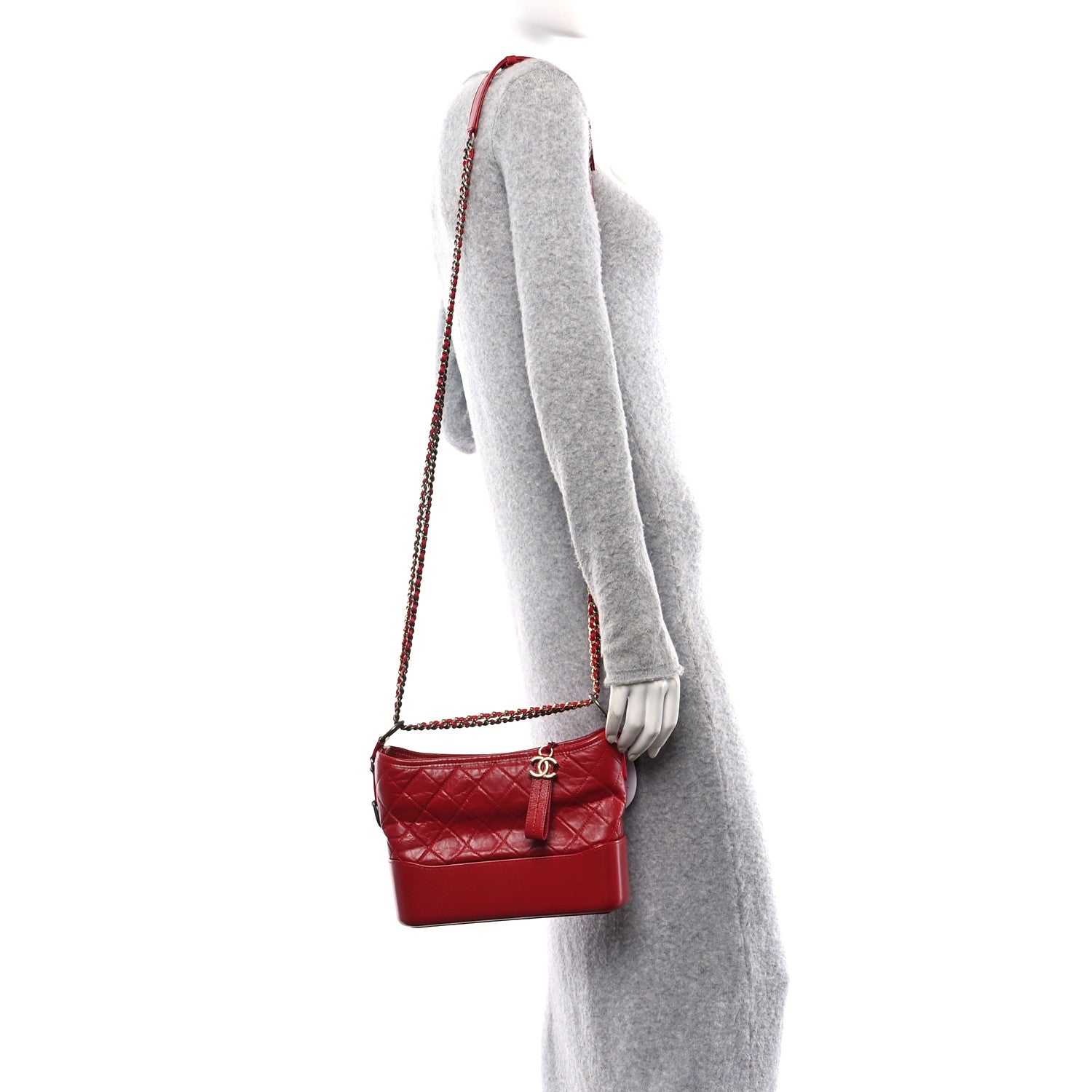 Chanel Aged Calfskin Quilted New Medium Gabrielle Hobo Red 2 of 10
