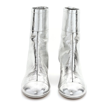 Chanel Laminated Goatskin Short Boots 39.5 Silver 2 of 8