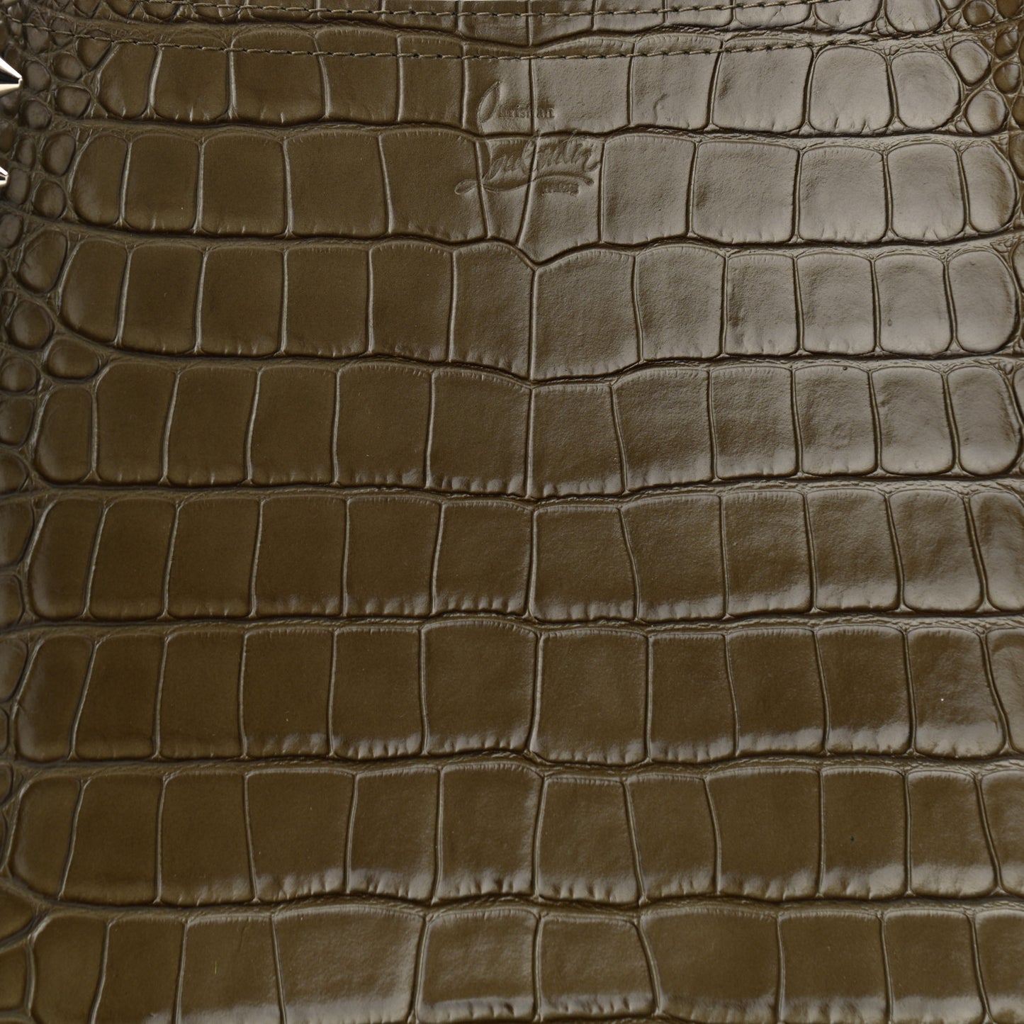 Crocodile Embossed Calfskin Spiked Large Cabarock Shopper Tote Silex