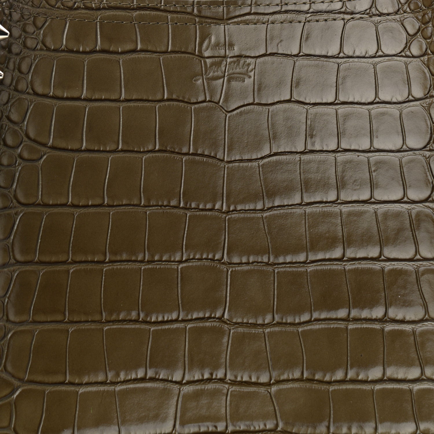 Christian Louboutin Crocodile Embossed Calfskin Spiked Large Cabarock Shopper Tote Silex 7 of 9