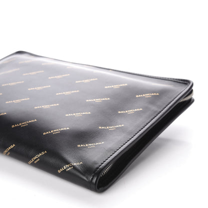 Balenciaga Agneau Allover Logo Pouch Black 8 of 9