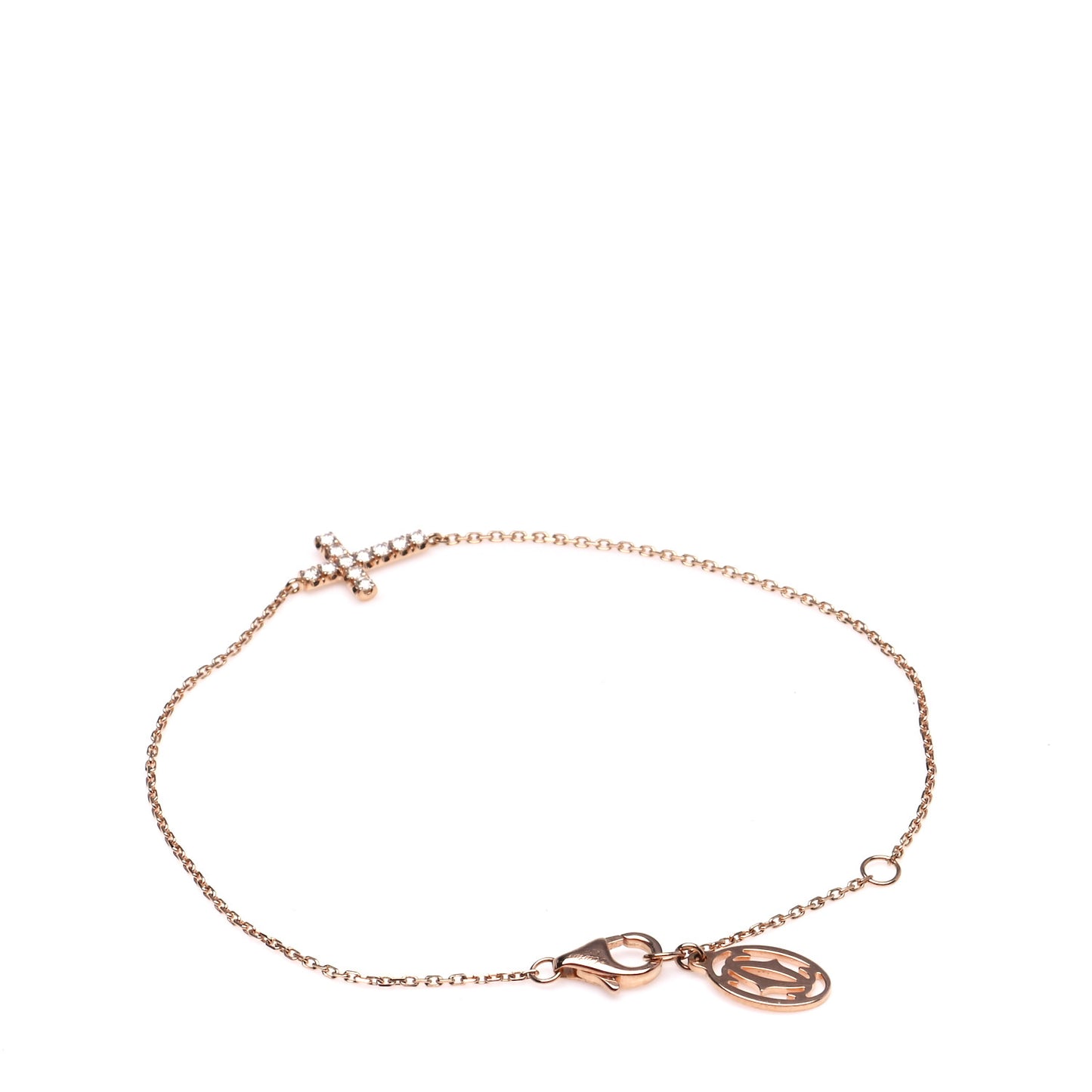 18K Pink Gold Diamond Symbols Cross Bracelet