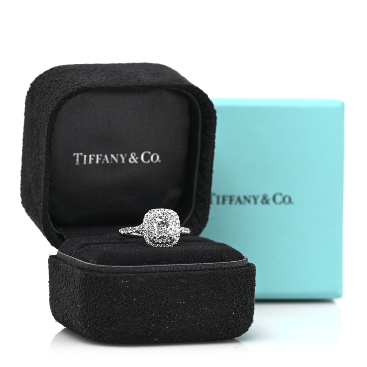 Tiffany Platinum Diamond 1.06ct Soleste Cushion Cut Double Halo Engagement Ring 52 6 5 of 5