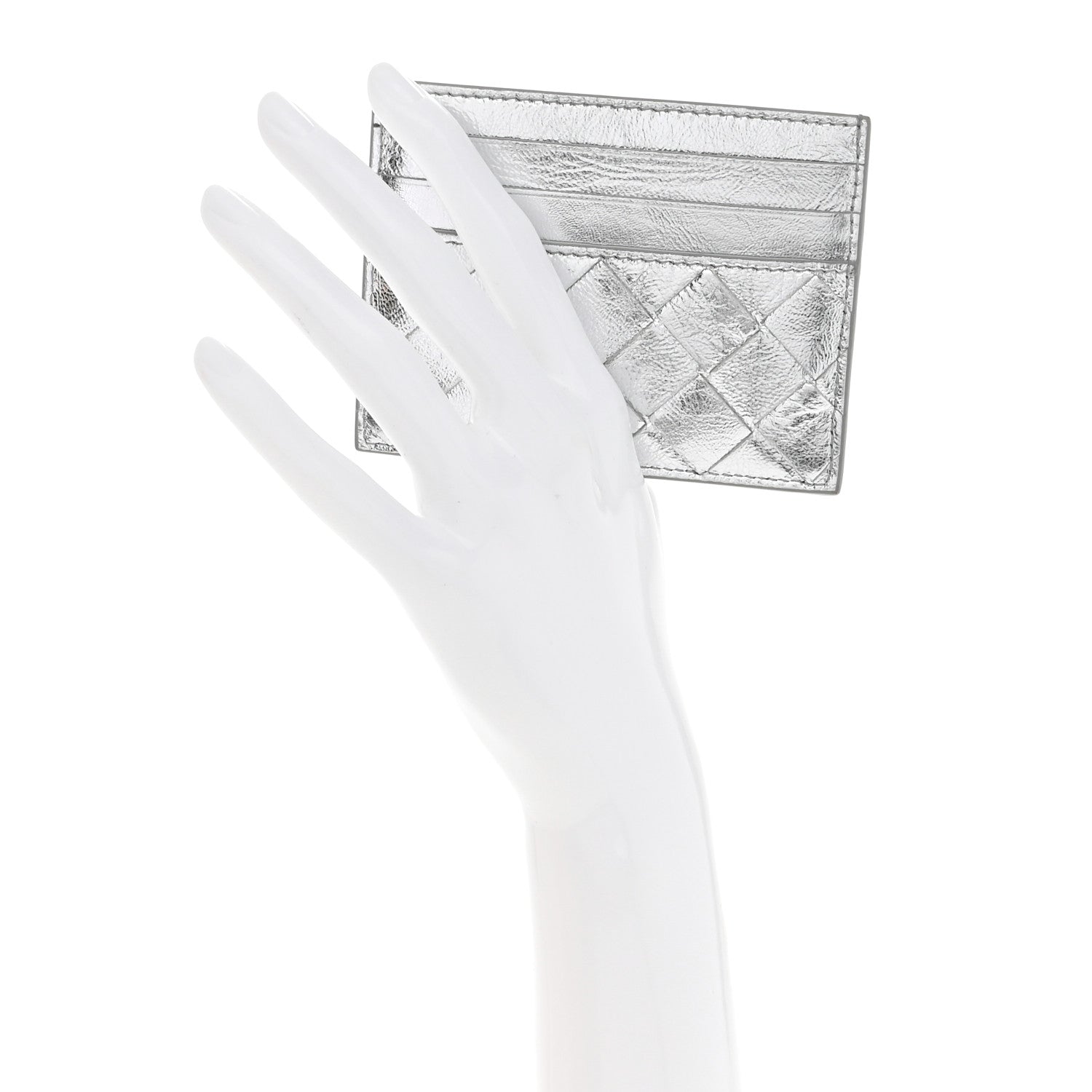 Bottega Veneta Metallic Nappa Intrecciato Card Holder Silver 2 of 7