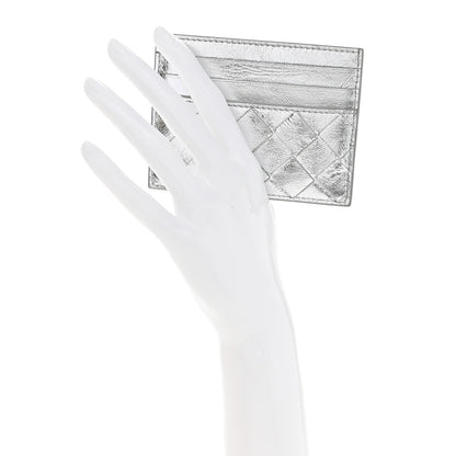 Bottega Veneta Metallic Nappa Intrecciato Card Holder Silver 2 of 7