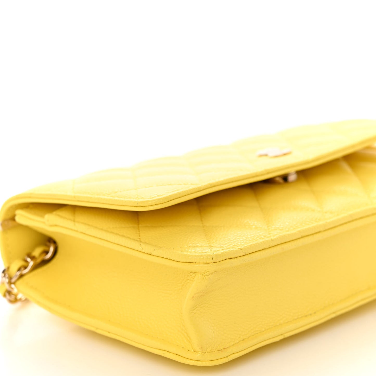 Caviar Quilted Wallet on Chain WOC Yellow