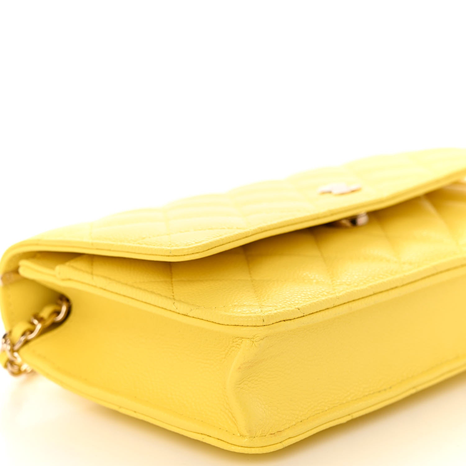 Chanel Caviar Quilted Wallet on Chain WOC Yellow 10 of 11