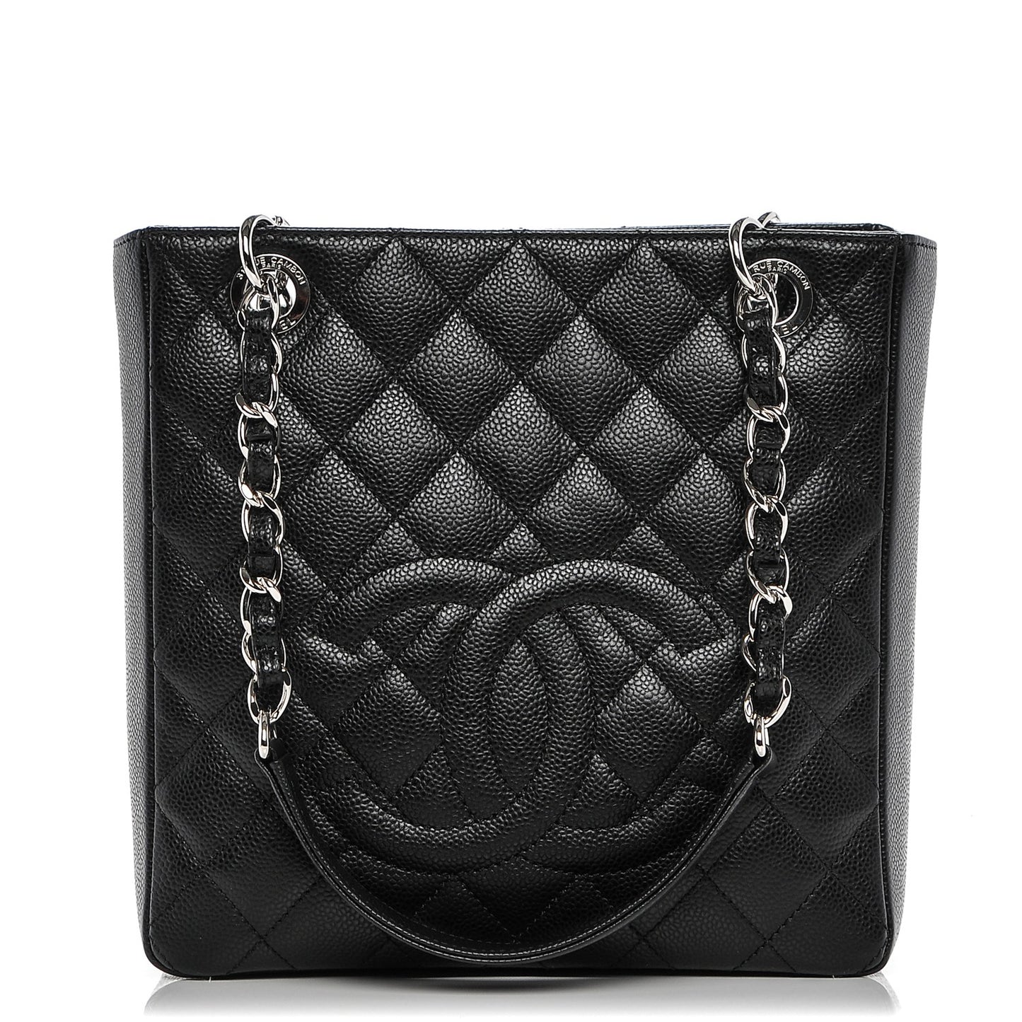 Caviar Quilted Petit Shopping Tote PST Black