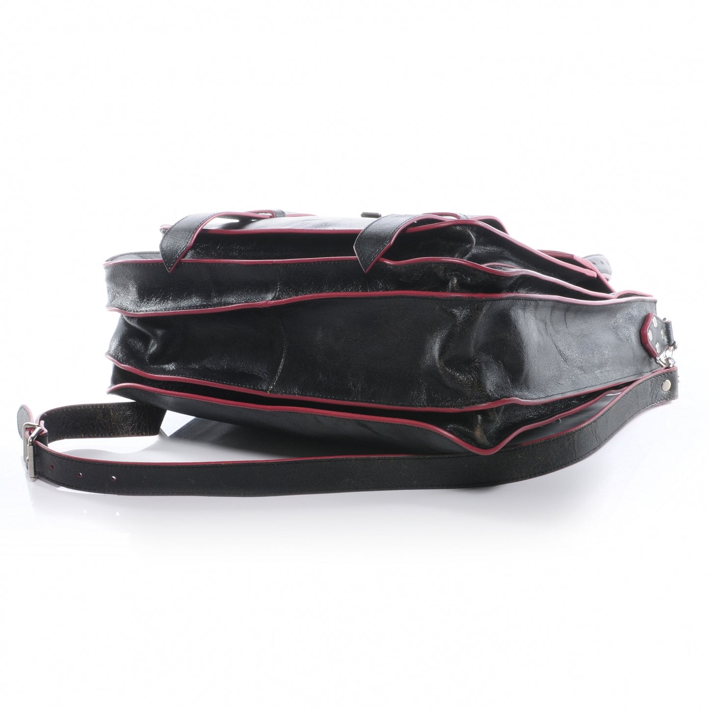 Leather PS1 Tote Black and Pink