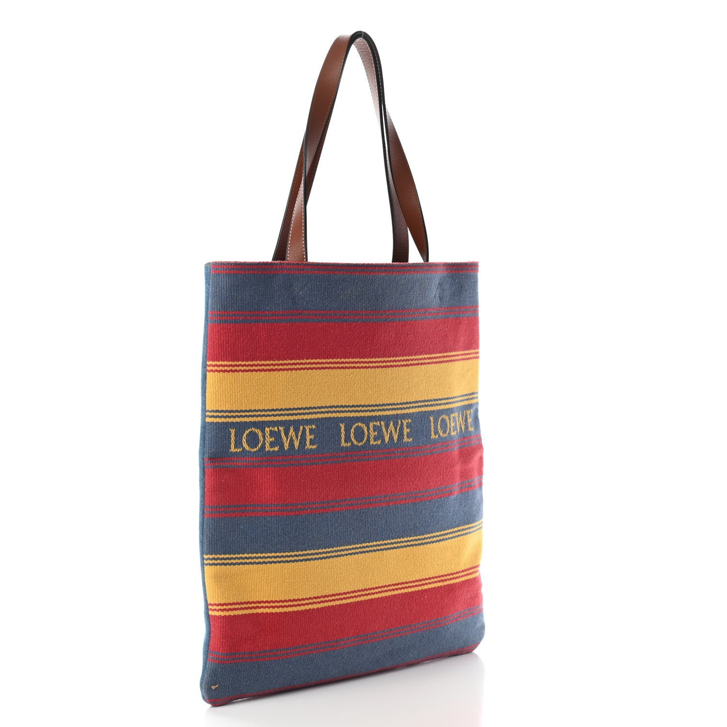 Loewe Canvas Denim Calfskin Striped Tote Multicolor 2 of 7