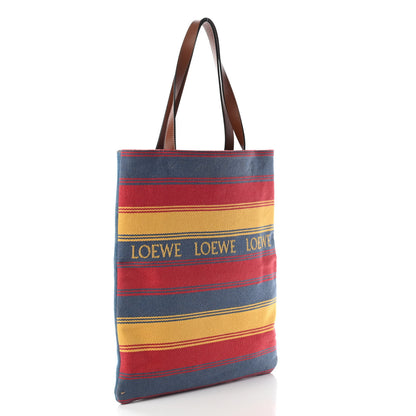 Loewe Canvas Denim Calfskin Striped Tote Multicolor 2 of 7