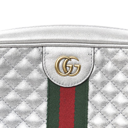 Gucci Laminated Nappa Web Trapuntata Small GG Shoulder Bag Argento 10 of 10