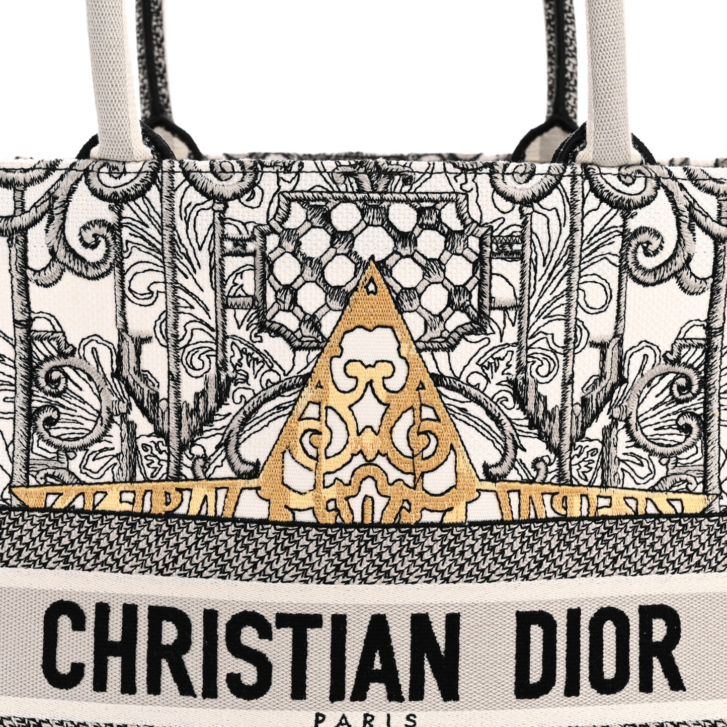 Canvas Embroidered Large Around The World Book Tote Black