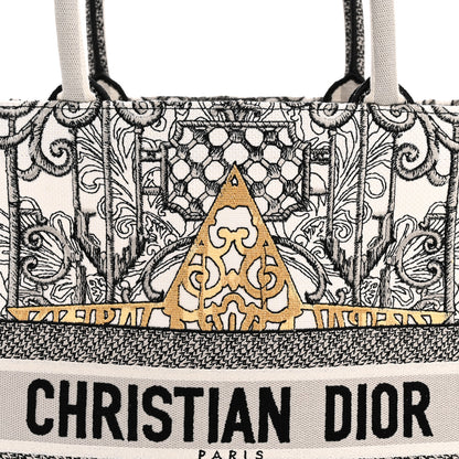 Christian Dior Canvas Embroidered Large Around The World Book Tote Black 8 of 10