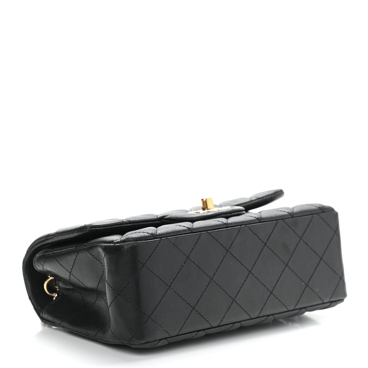 Lambskin Quilted Mini Rectangular Flap Black