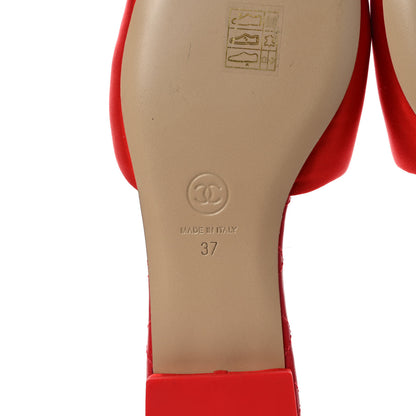 Chanel Satin Mule Sandals 37 Red 6 of 8