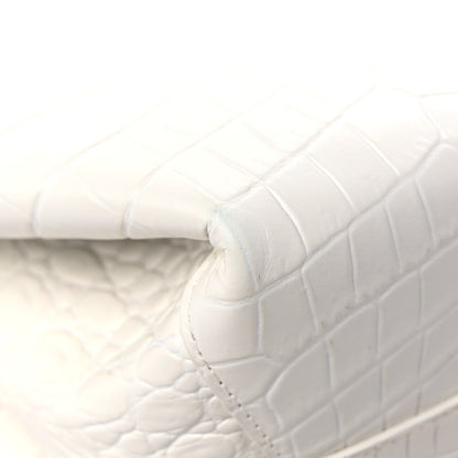 Bottega Veneta Calfskin Crocodile Embossed Doll Top Handle Bag White 10 of 10
