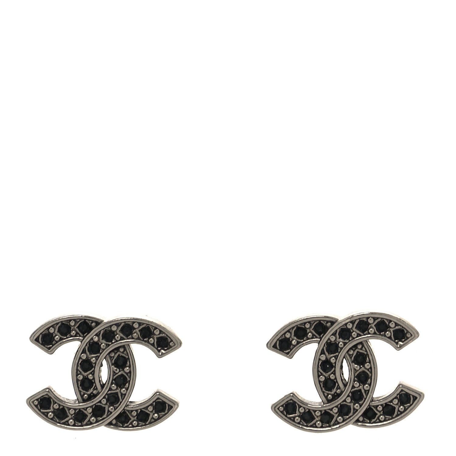 Chanel Ruthenium Crystal CC Earrings Black 1 of 4