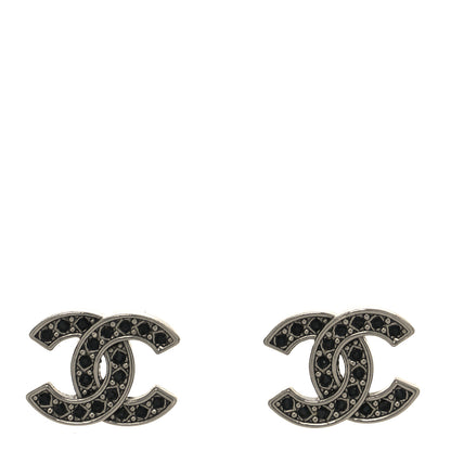 Chanel Ruthenium Crystal CC Earrings Black 1 of 4