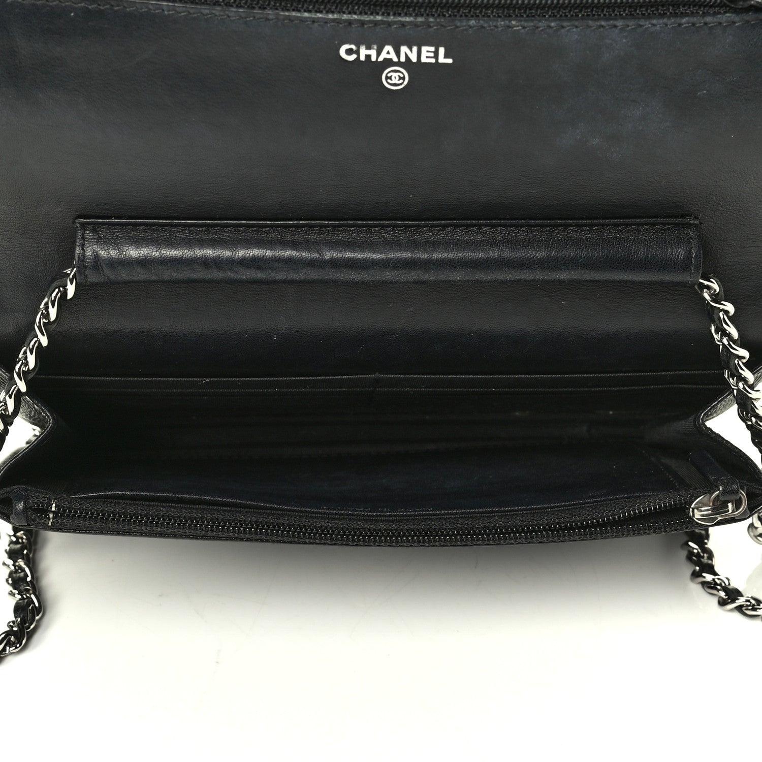 Chanel Caviar Sevruga Wallet On Chain WOC Black 4 of 7