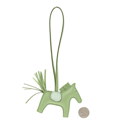 Hermes Milo Lambskin Matte Alligator Touch Grigri Rodeo Horse Bag Charm PM Vert Criquet Vert D'eau 2 of 4