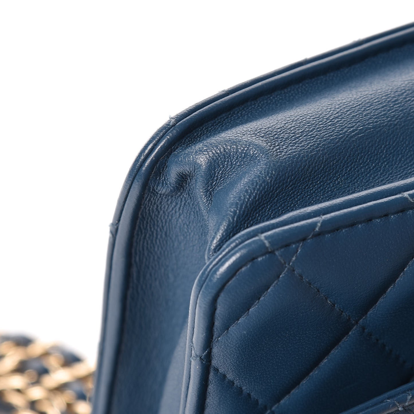 Lambskin Quilted Trendy CC Wallet On Chain WOC Blue