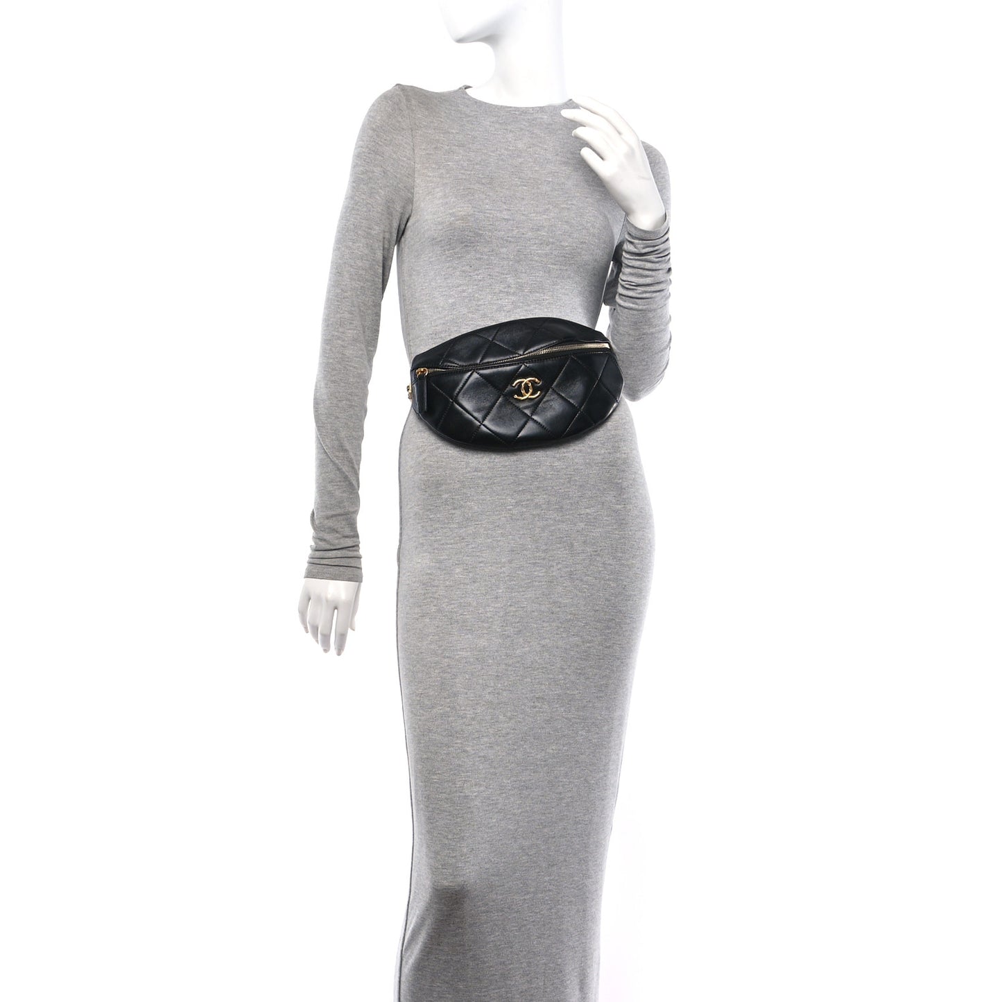 Lambskin Enamel Quilted Waist Bag Black