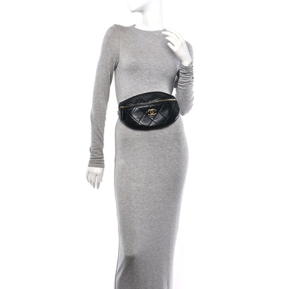 Chanel Lambskin Enamel Quilted Waist Bag Black 2 of 11