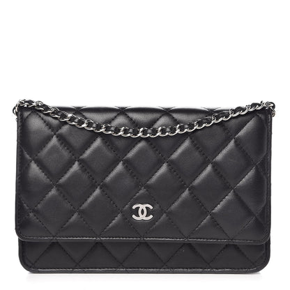 Chanel Lambskin Quilted Wallet On Chain WOC Black 1 of 12