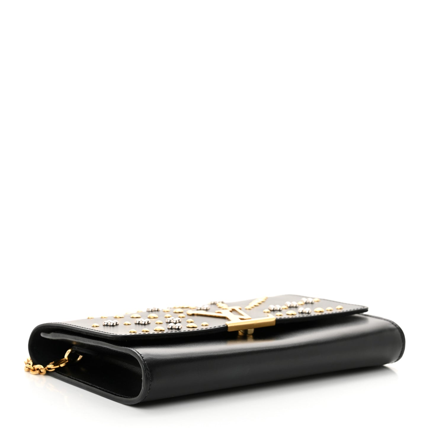 Calfskin Studded Louise Chain GM Black
